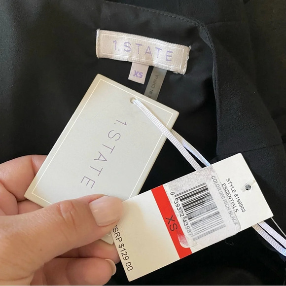 ✨NWT 1 State Black Spaghetti Strap Wide Leg Cropped Culotte Jumpsuit Romper XS - Picture 4 of 9